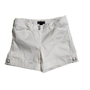 White House Black Market Women's Chino Cuff Detail Shorts White 0 NWOT